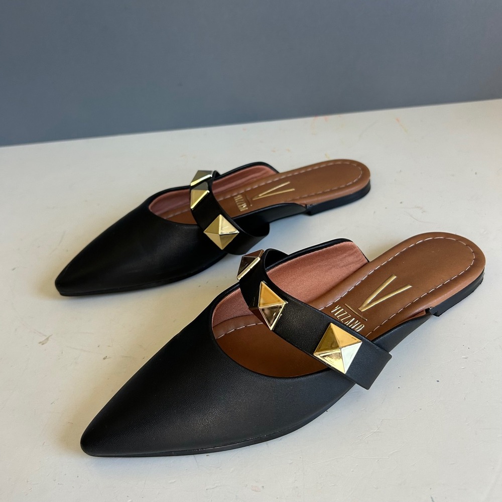 Vizzano ballet flat slides size 6 pointy studded whimsigoth glam